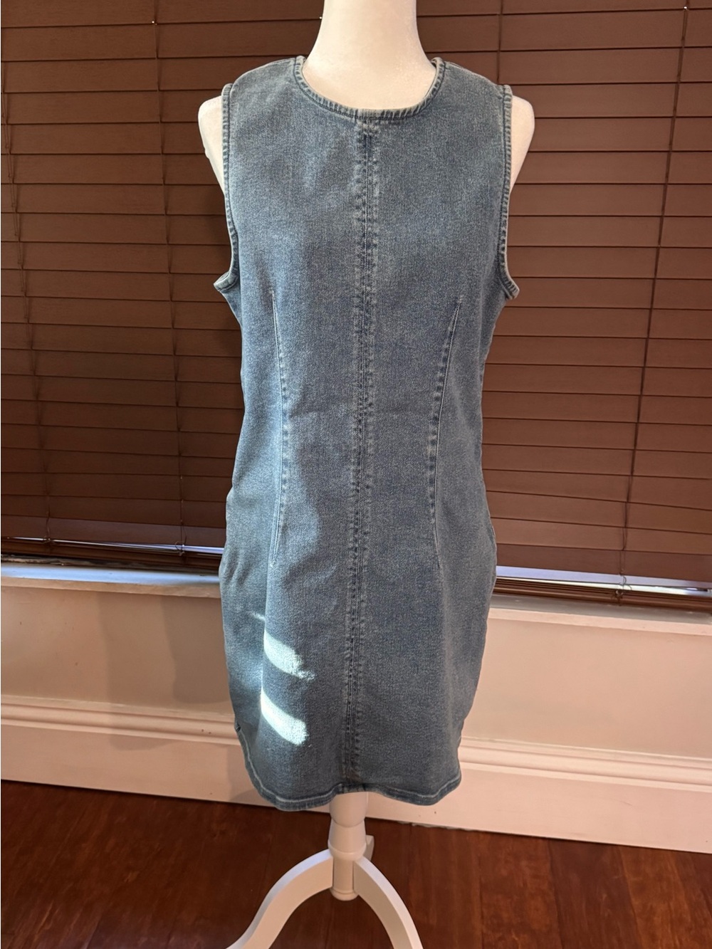 Express Sleeveless Denim Shift Dress - Light Blue